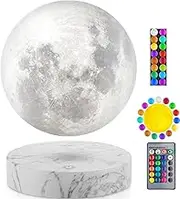 Levitating Moon Lamp,Floating and Spinning in Air Freely with 3D Printing LED Moon Lamp Has 20 Modes for Unique Gifts,Room Decor,Night Light,Office Desk Toys (Marble Base 16 Colors)