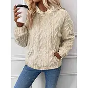 Women's Hoodie Sweatshirt Elegant Fashion Comfrt Fleece Plain Work Street Dailywear Hooded Pocket Loose Fit Long Sleeve White Pink Blue Khaki Fall Winter