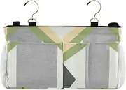 Amooorous Bedside Caddies Storage Bag Dorm Bed for Bunk Dorm Rooms and Hospital Bed Rails Green Simple Casual Design Geometric