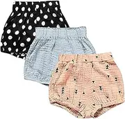 [EISHOW] Infant Baby Girls Boys Summer Soft Bloomers Cotton Linen Blend PP Pants Striped Harem Triangle Shorts
