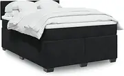 vidaxl Box Spring Bed with Velvet Mattress - Queen Size - Black - Modern Double Bedstead with Pocket Spring & Topper