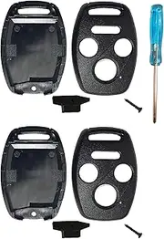 Upgraded Replacement Key Fob Keyless Entry Remote Shell Case fit for Honda 2003-2012 Accord / 2006-2013 Civic EX / 2009-2015 Pilot / 2005-2006 CR-V Car Key Fob Cover Casing (Black 2 Pack)