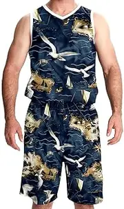 [KQNZT] Basketball Jerseys Shorts Sport Set, Personalized Jersey, Hip hop Clothing for Party, Vintage Map Anchor Compass