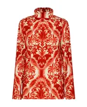 graphic-print turtleneck top M Red