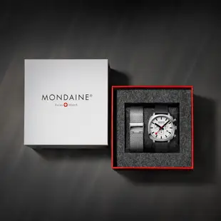 Mondaine 瑞士國鐵 Grand Cushion方圓 雙錶帶禮盒組-白 / 41410LBV-SET