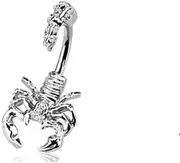 [Izpack] Scorpion With Multi Gemmed Cubic Zirconia Crystal Head and Tail Navel Belly Button Ring Punk Hip Hop Body Piercing Jewelry for Women Girl Men Unisex Gifts Birthday Hypoallergenic, Copper, cubic-zirconia