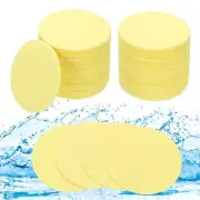 100 Count Compressed Facial Sponges Round Facial Scrub Pads, Yellow