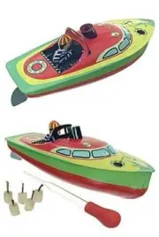 Colorful Victorian Pop Pop Tin Toy Boat