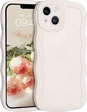 YINLAI for iPhone 13 Mini Case Cute Curly Wave Frame Shape Soft TPU Silicone Cover for Women Men Camera Protection Shockproof Phone Case for iPhone 13 Mini 5.4", White