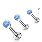 Triple Size Blue Opal Stone Push In Ear Cartilage Helix Labret Tragus Stud 16G