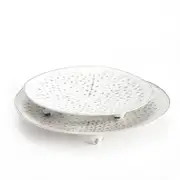 Willow & Silk White Pressed Candle Plate Bowls Set of 2
