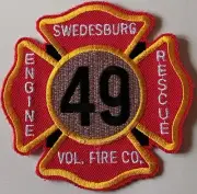 Rare Swedesburg Volunteer Fire Co. Engine 49 Department / EMS Rescue HTF PATCH