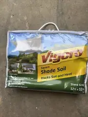 VIGORO 25683 SQUARE SHADE SAIL STONE GREY 12X12' FT. UV STABIlIZED