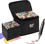 80 Colors Dual Tips Alcohol Markers, Art Markers Pens with Pen Holder, Permanent Sketch Markers Set for Kids Adults Coloring, Painting, Sketching, Illustrations