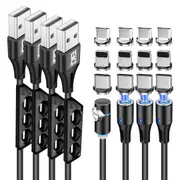 BIG+ Magnetic Data Transfer & Charging Cable, [4 Pack], Data Transfer 480mbps, Compatible for i-Products, Micro USB and Type C Cable Devices