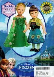 Disney "Frozen" Anna Elsa Clothing 18" Dolls Simplicity Pattern S0365 Uncut