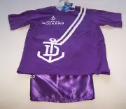 Fremantle Dockers AFL Boys Purple Printed Cotton Satin Pyjama Set Size 8 New