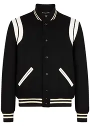 Saint Laurent Panelled Wool-blend Bomber Jacket - Black - 48 48