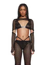 [Club Exx] Techno Fantasy Fishnet Shrug - Black