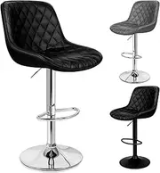 [ALFORDSON] 2X Bar Stool Gas Lift, Adjustable Kitchen Barstools, Swivel Leather Counter Dining Chairs in 60-80cm Seat Height, Home Bar Dining Room Furniture, Xena Black