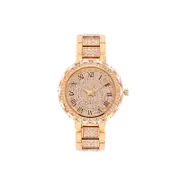 24cm 8095# Simple Gold Watch Ladies Watch Shiny Waterproof Steel Band Female Watch Roman Numeral Watch