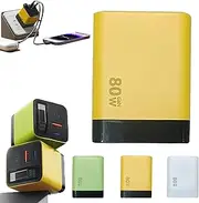 3 in 1 Charger, Scalable 80w Max Fast Charger Module with Type-C Cable and 2 USB Ports, Retractable 80w Max 3 in 1 Retractable Phone Wall Plug for Phone and Laptops (Yellow)