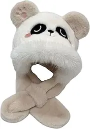 Oshhni Children Hat and Scarf Hat and Scarf Set Creative Winter Warm Party Costume Cosplay Plush Animal Hat Baby Ear Protection Cap, Brown
