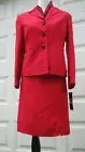 NWT Size 12 Petite 3-Pc. Red LeSuit linen blend, lined skirt suit
