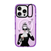 iPhone 16 Pro Impact Ring Stand Case MagSafe Compatible Elegant lady