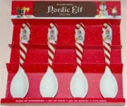 Williams Sonoma Stoneware Set of 4 Spoons NORDIC ELF Snowman Candy Cane NIB