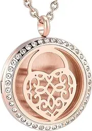 DOTUIARG Rose Gold Essential Oil Diffuser Necklace-316L Stainless Steel Locket Pendant-for Women