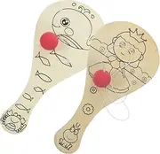 4pcs Hand-Painted Wooden Graffiti Slices Bat Shape DIY Boys and Girls Decorative Toys