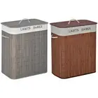 HOMCOM 2 Section Collapsible Laundry Hamper Lid Removable Lining