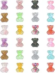 100pcs Resin Bear Nail Charms Mini Gummy Bears for Nails Crystal 3D Bear Shaped Nail Art Charm Accessory