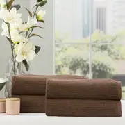 4pc Renee Taylor Cobblestone Bath Sheet/Towel 160cm Cotton Ribbed 650 GSM Toffee