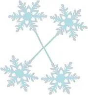 Amosfun 12pcs Acrylic Snowflake Toppers Christmas Cake Decor Ornaments Silver Cupcake Picks for Holiday Party Supplies