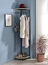 KB Designs - Corner Hall Tree Clothes Rack, Black/Sonoma Oak