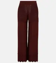 [Eres] Eres Récit open-knit cotton-blend wide-leg pants AU 14 red