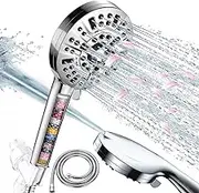 Baseau Luxury Filter Shower Head,10 Functions Spray Setting High Pressure Handheld ShowerHead, Built-in Pause Mode & 2 Jet Mode Power Wash for Tubs Tiles Walls Pets Cleaning (Filter and Hose Included)