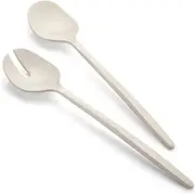 [Guzzini] Earth Salad Servers Spoon Set, White (2 Pieces)