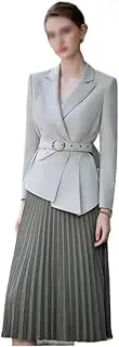 [PLANIFLEX] CSCDD Pleated Half Skirt Spring Foreign Green Suit Jacket Lady Closed Waist Suit Two Sets