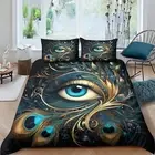 Animal Peacock Feather 3 Pieces Soft Easy Care Microfiber Bedding Set With