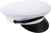 [Holibanna] Classic White Flat Top Hat for Men and Women Breathable Cotton Polyester Sailor Flat Top Hats Boat Flat Top Hat White Flat Cap