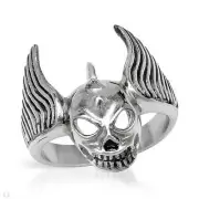 Skull Gentlemens Ring in Black Enamel and Stainless steel Size 9,9.5,10