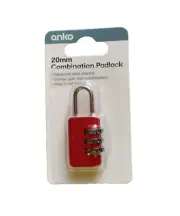 20mm COMBINATION PADLOCK RED STEEL EASY TO SET UP BRAND NEW
