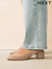 Camel Nude Forever Comfort® Square Toe Sling Back Block Heels (834975) | $56