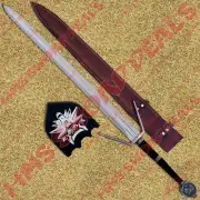 Carbon Steel Witcher Sword of Geralt w/ Plaque & Sheath | Geralt Sword | VB |