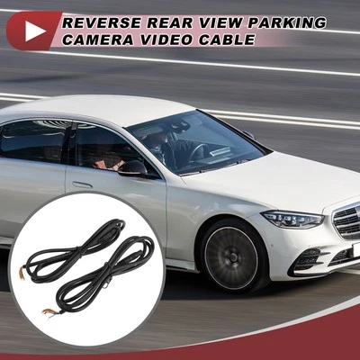 Reverse Rear View Parking Camera Video Cable 1.2m/3.94ft 8Pin Male Black 2 Pcs