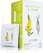 NutraTea - Mullein Leaf & Thyme Tea | Mullein Tea | Mullein Leaf Tea - Mullein Tea For Lungs & Throat - 20 Tea Bags - Herbal Tea