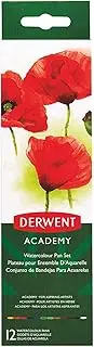 Derwent Academy Watercolour Paint Tin with Paintbrush and Mixing Palette, Set of 12, 2301955